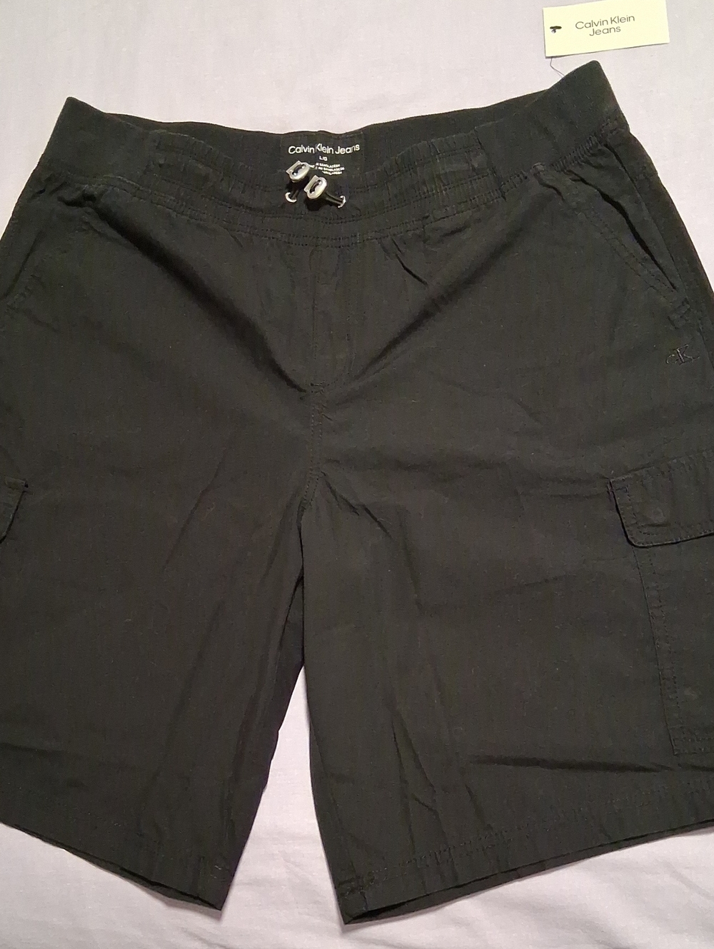 Calvin Klein Black Women's Cargo Shorts with Drawstring Waist